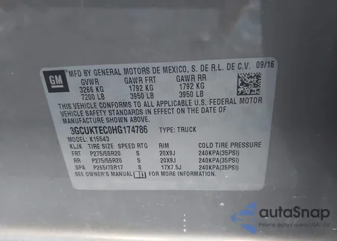 2017 Chevrolet Silverado 1500 High Country из США, поврежденный, VIN 3GCUKTEC0HG174786